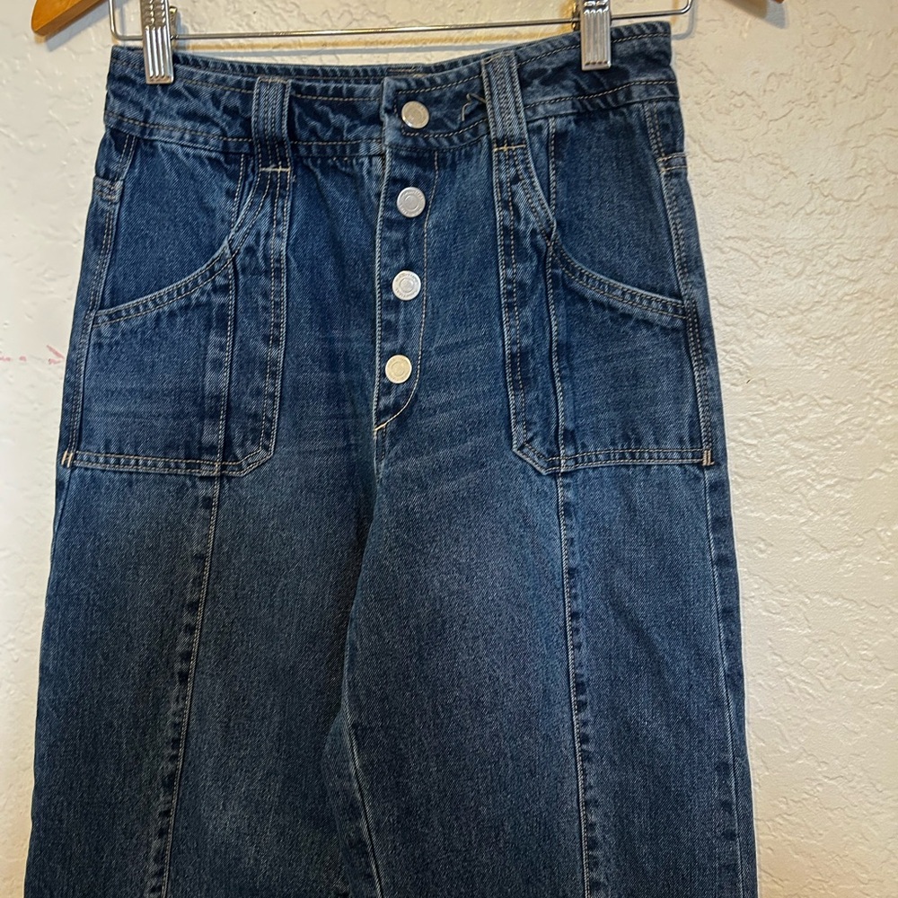 🪗Habitual girl wide leg cuffed Dark Blue Flare Jeans size 16 GUC - Picture 8 of 11